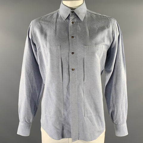 ADAM KIMMEL Size L Blue Light Blue Heather Pointed Collar Long Sleeve Shirt