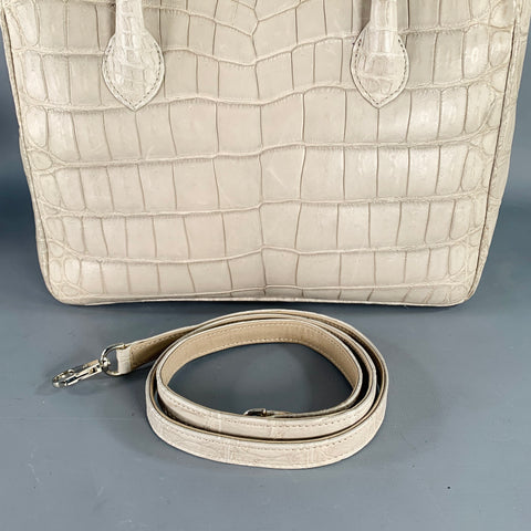 GIOSA Grey Crocodile Leather Tote Handbag