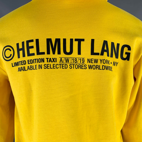 HELMUT LANG AW 18/19 Size S -TAXI- Yellow Cotton Hooded Sweatshirt