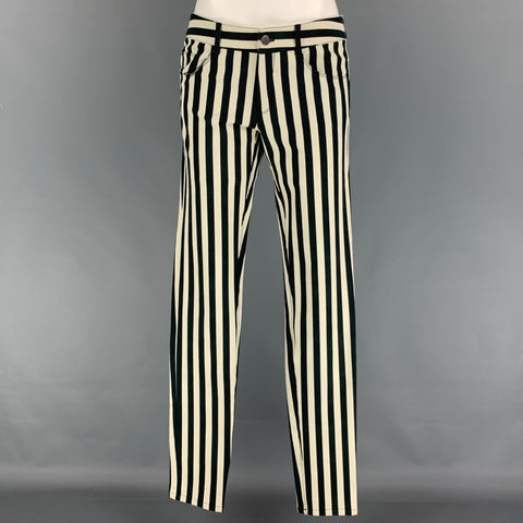 JOSEPH Size 6 Black White Cotton Stripe Skinny Jeans