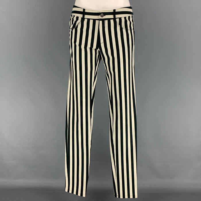 JOSEPH Taille 6 Jean skinny à rayures en coton blanc noir