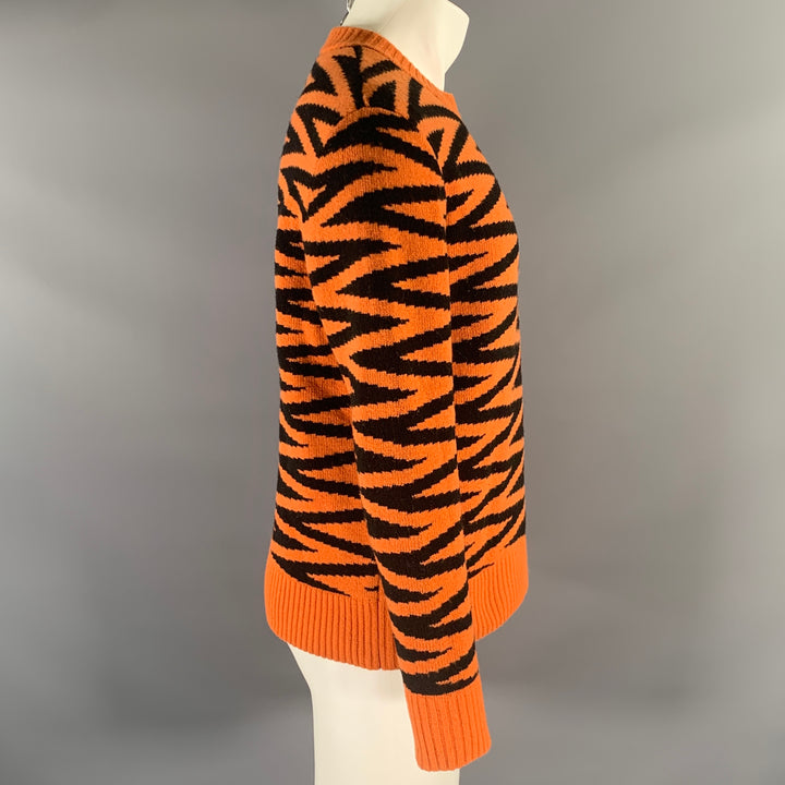 LEVI'S Size M Orange Black Zig Zag Wool Polyamide Crew-Neck Pullover