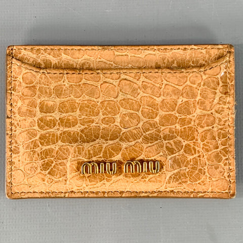 MIU MIU Vintage Tan Croc Embossed Leather Card Case