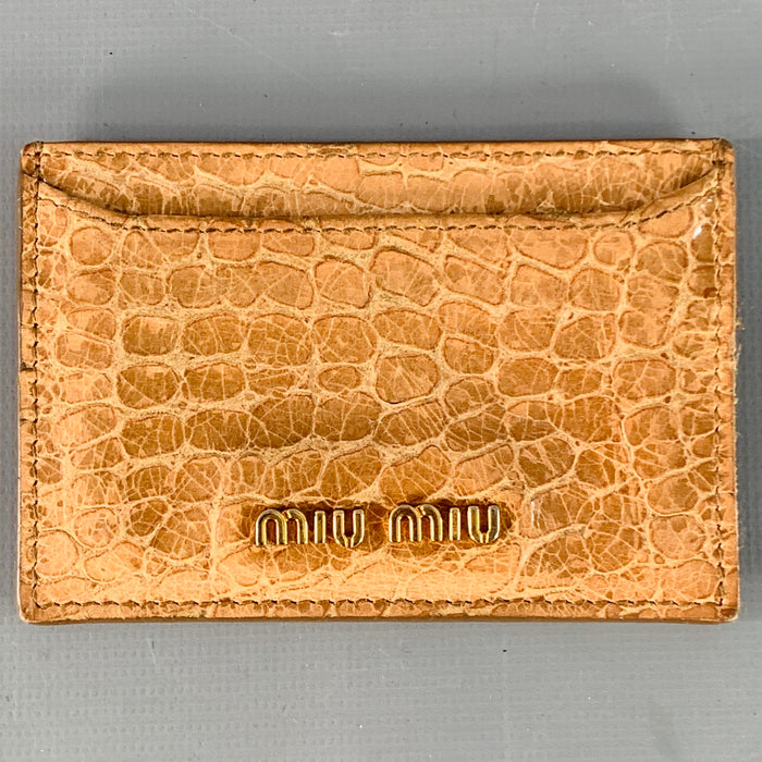 MIU MIU Vintage Tan Croc Embossed Leather Card Case