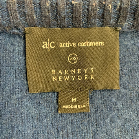 BARNEY'S NEW YORK Size M Blue Black Cashmere Crew Neck Sweater
