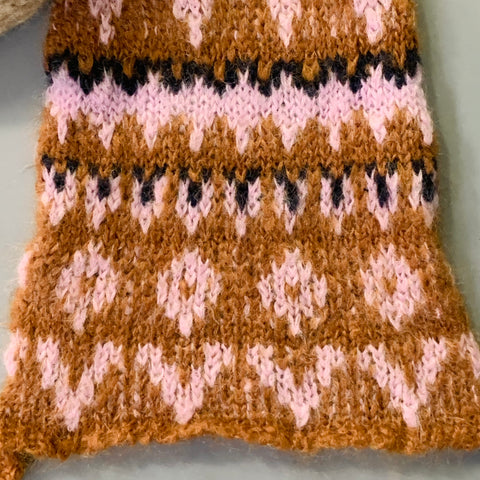 RAF SIMONS Brown Mauve Knit Alpaca Mohair Wool Blend Scarf