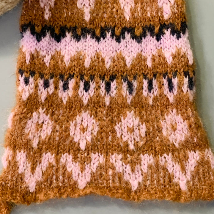 RAF SIMONS Brown Mauve Knit Alpaca Mohair Wool Blend Scarf