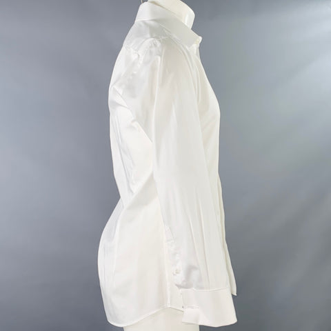 PETER PANOS Size S White Cotton French Cuff Curved Cutaway Long Sleeve Shirt
