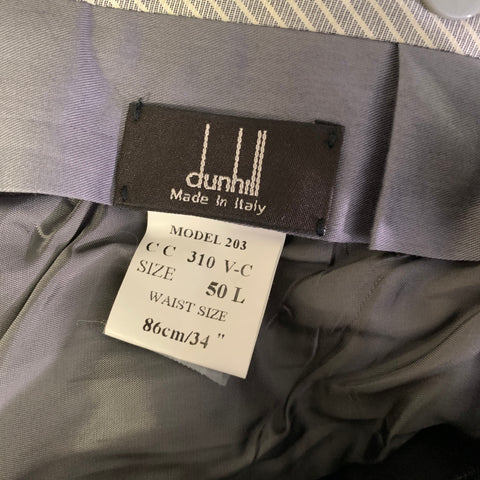 DUNHILL Size 34 Black Velvet Cotton Pleated Dress Pants