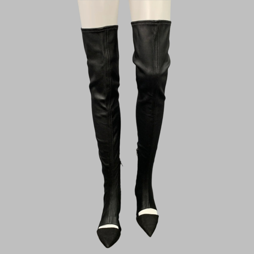 OPENING CEREMONY Size 6 Black Leather Mixed Fabrics Pointed Toe Boots