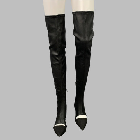 OPENING CEREMONY Size 6 Black Leather Mixed Fabrics Pointed Toe Boots