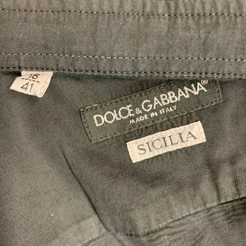 DOLCE & GABBANA Size M Black Cotton Epaulettes Long Sleeve Shirt