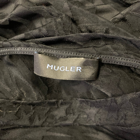 MUGLER Size S Black Stars Viscose Polyamide Creeper T shirt