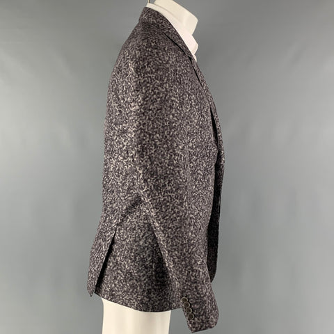 CALVIN KLEIN 'COLLECTION' Size 42 Grey Olive Abstract Polyester Sport Coat