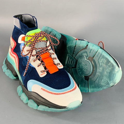 MONCLER Size 10 Multi Color Nylon Mesh High Top Sneakers