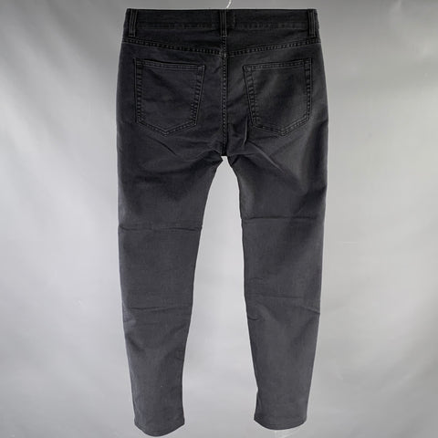ACNE Size 32 ACE UPS BLACK Black Cotton Blend Skinny Jeans