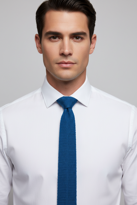KNOTTERY Blue Knit Silk Tie