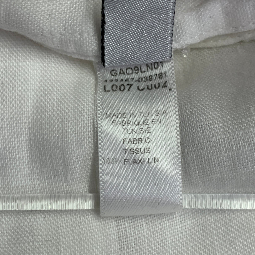 ARMANI COLLEZIONI Size M White Linen Two Pockets Short Sleeve Shirt