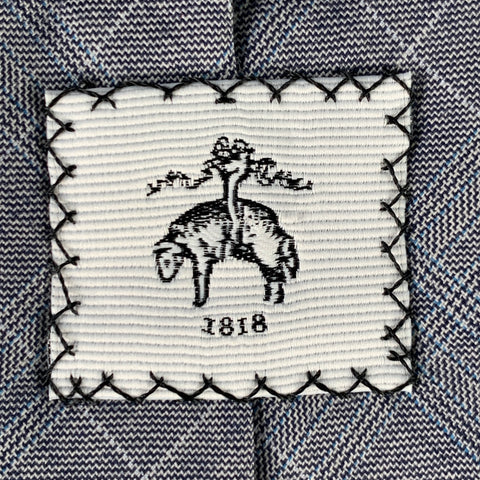 Cravate étroite en laine écossaise gris et blanc BLACK FLEECE