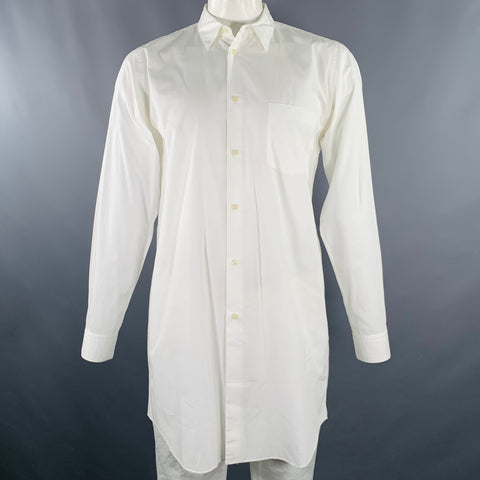 COMME des GARCONS Size XL White Cotton One Pocket Long Sleeve Shirt