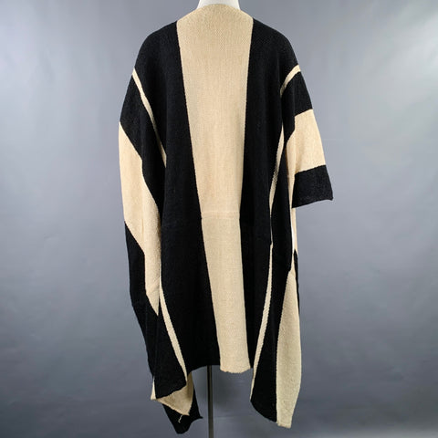 RALPH LAUREN Size M/L Black Beige Linen Silk Color Block Cardigan