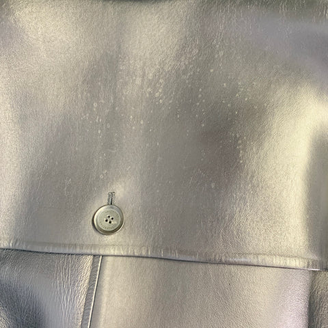 VALENTINO Size 38 Navy Lambskin Leather Double Breasted Belted Trenchcoat