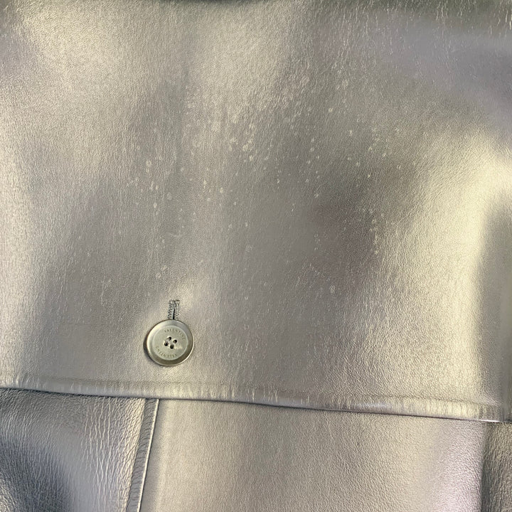VALENTINO Size 38 Navy Lambskin Leather Double Breasted Belted Trenchcoat