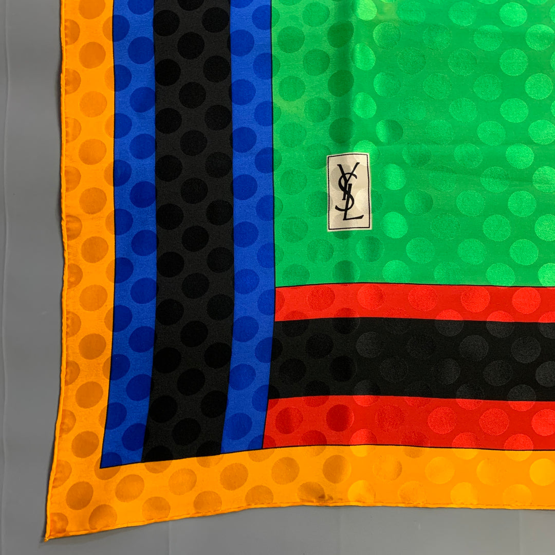 YVES SAINT LAURENT Multi-Color Mixed Pattern Scarves