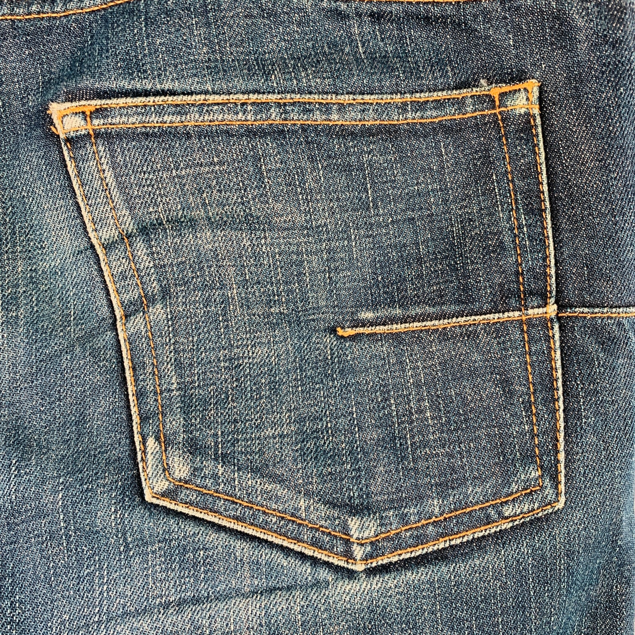 DIOR HOMME Size 31 Blue Washed Cotton Button Fly Jeans – Sui