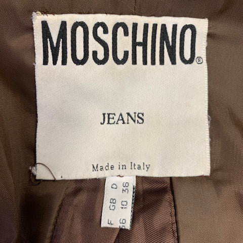 MOSCHINO JEANS Size 6 Brown Faux Leather Quilted Jacket