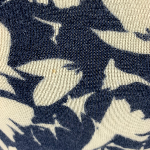 HEIDI WEISEL Size M Cream Navy Cashmere Abstract floral Cap Sleeves Casual Top