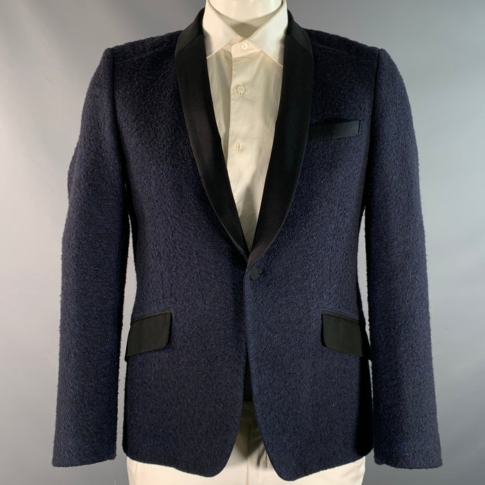 JUNYA WATANABE  Size L Navy Black Textured Wool Blend Sport Coat