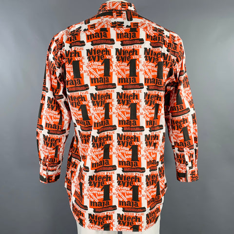 COMME des GARCONS SHIRT Size XL Red Black White Print Cotton Long Sleeve Shirt
