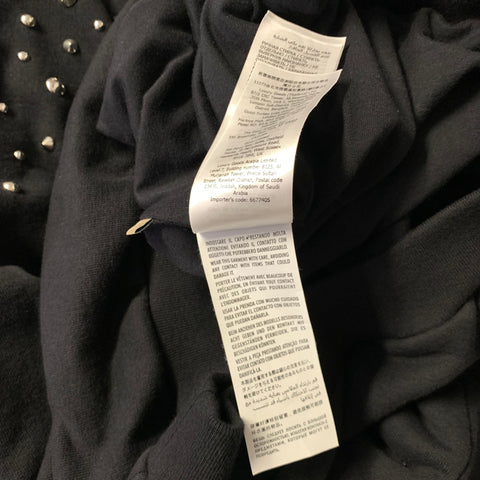 GUCCI Size XL Black Studded Cotton Hooded Sweatshirt