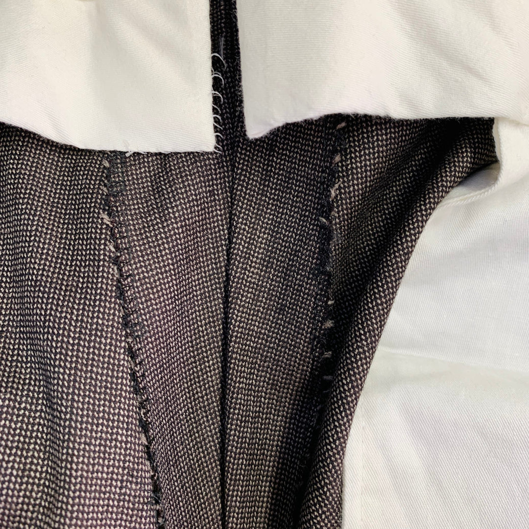 RALPH LAUREN Size 38 Regular Brown Black Nailhead Wool Double Breasted Suit