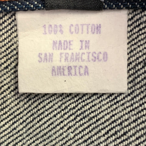 A-B FITS Size 34 Navy Contrast Stitch Cotton Button Fly Jeans