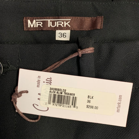 MR TURK Size 36 Black Polyester Blend Flat Front Dress Pants