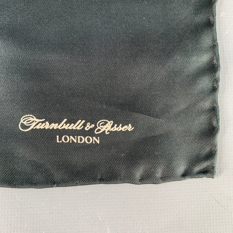 TURNBULL & ASSER Black Cream Signature Silk Pocket Square