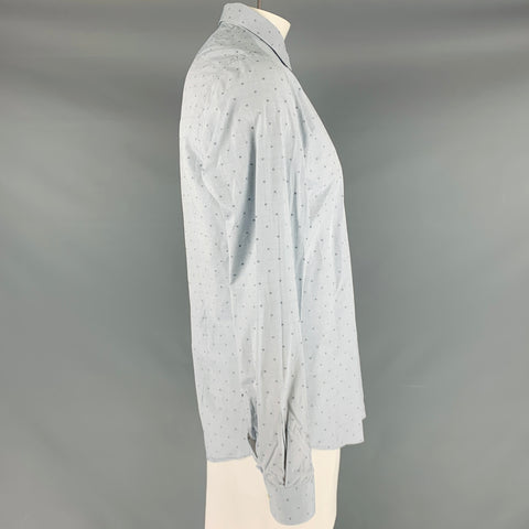 SALVATORE FERRAGAMO Size L Grey Pattern Cotton Button Up Long Sleeve Shirt