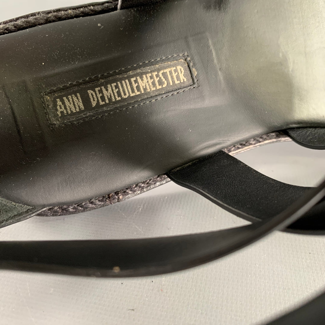 ANN DEMEULEMEESTER Size 9 Black Leather Strappy Sandals
