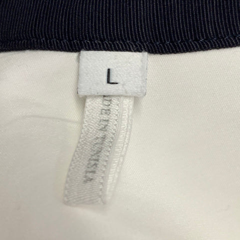 SANDRO Size L White Black Cotton Collarless Contrast Trim Long Sleeve Shirt