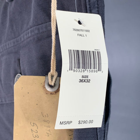 RRL by RALPH LAUREN Size 36 Indigo Wash Cotton Straight Button Fly Patch Pockets Casual Pants