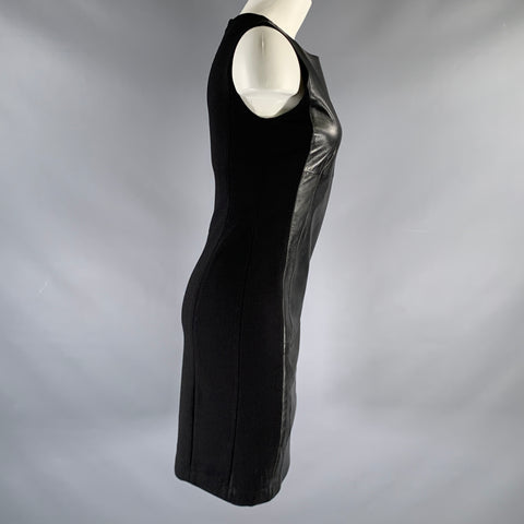 MAX MARA Size 2 Black Viscose Blend Mixed Materials Faux Fur Sleeveless Dress