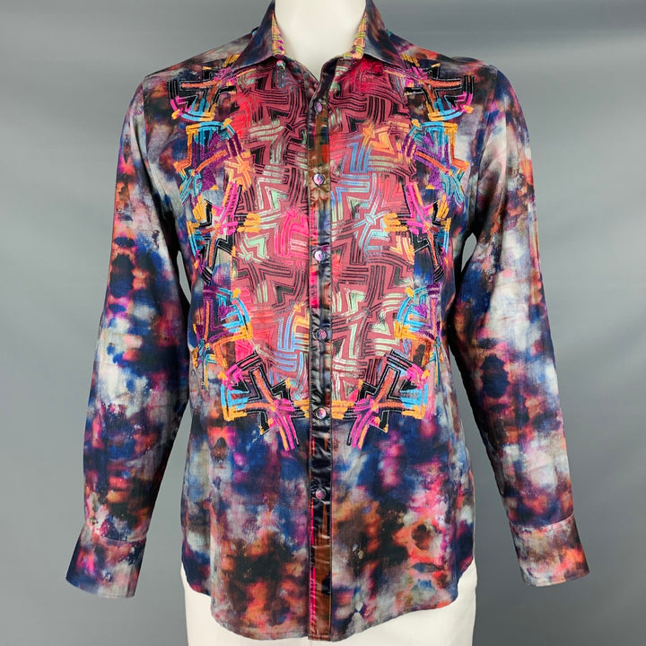 ROBERT GRAHAM Talla L Camisa de manga larga de algodón con estampado multicolor de edición limitada