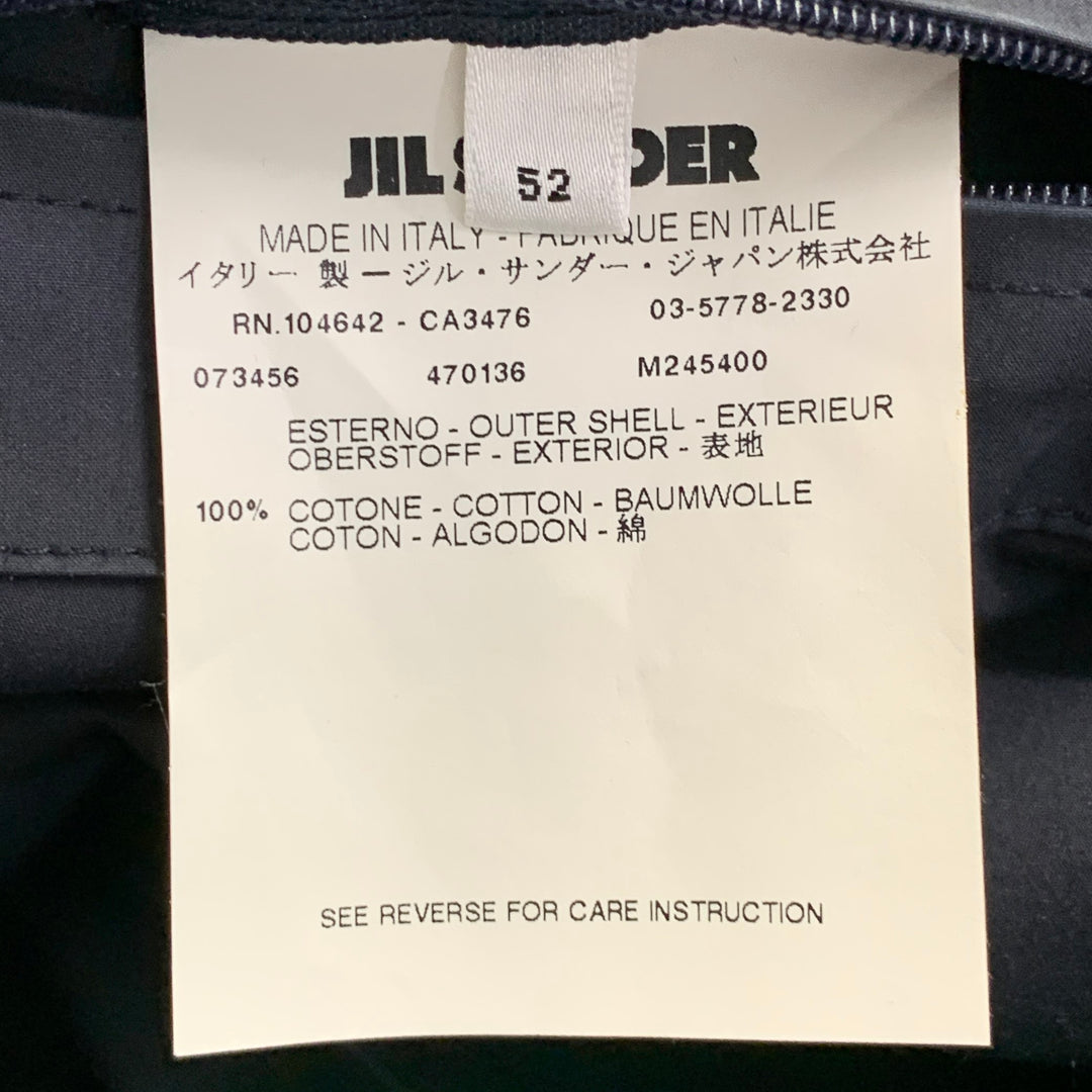 JIL SANDER Size 42 Black Cotton Spread Collar Snaps Coat