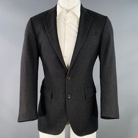 RALPH LAUREN Size 38 Regular Grey Black Woven Wool Notch Lapel Sport Coat