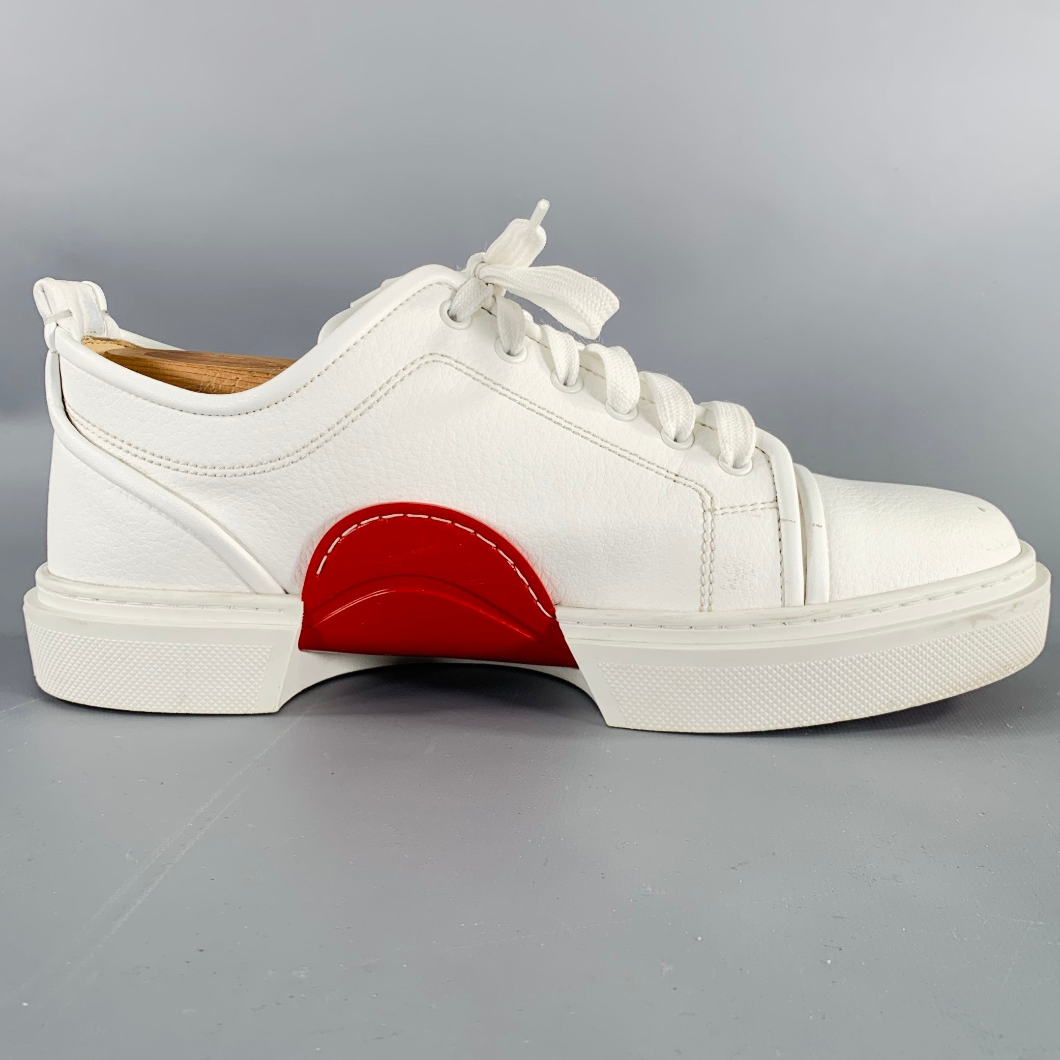 CHRISTIAN LOUBOUTIN Size 10.5 Adolon Junior White Red Color