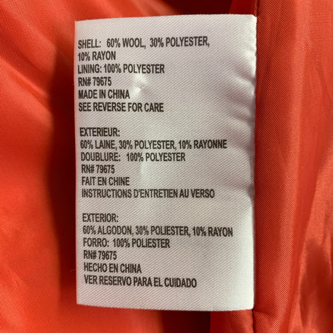 MICHAEL by MICHAEL KORS Size 2X Orange Wool Blend Double Breasted Coat