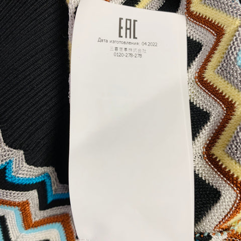 MISSONI Size S Black Multi Color Cotton Blend Zig Zag Crew Neck Pullover