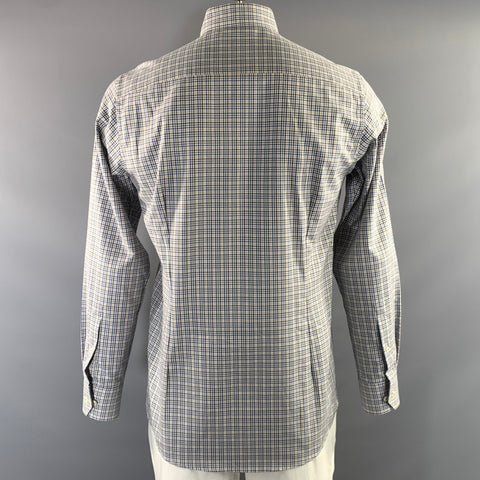 ETON Size 40 White and Multi Color Plaid Cotton Button Down Long Sleeve Shirt